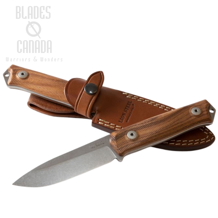 Lion Steel B41 ST Fixed Blade Knife, Sleipner, Santos Wood, Leather Sheath, B41 ST